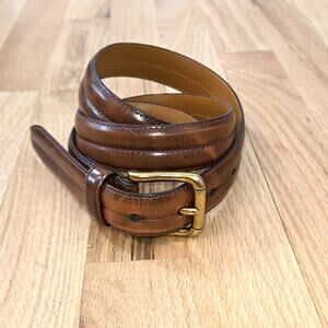 Chaps Men's Brown Genuine Leather Dress Belt Brass Buckle size 38